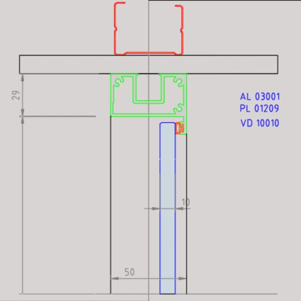 styleGLASS Sección Vertical Coronación